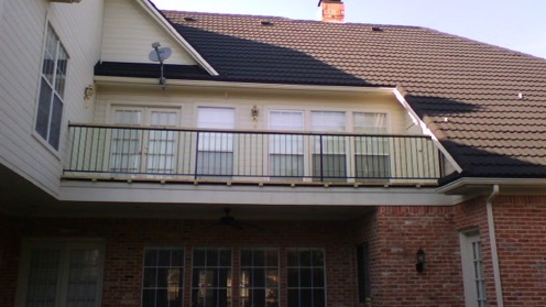 Residential balcony deck with railing
